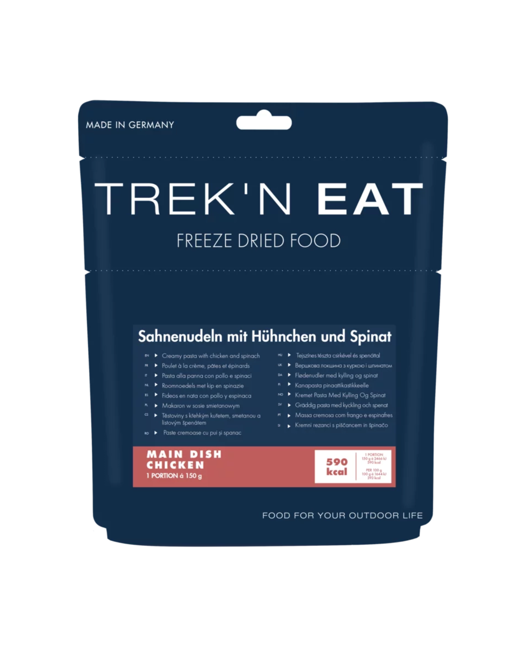 Sahnenudeln mit Hühnchen und Spinat