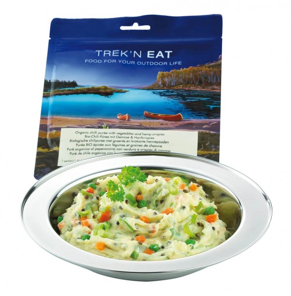Expeditionsmahlzeit Trek'n Eat Chilli Püree mit gemüse und Hanf Crispies
